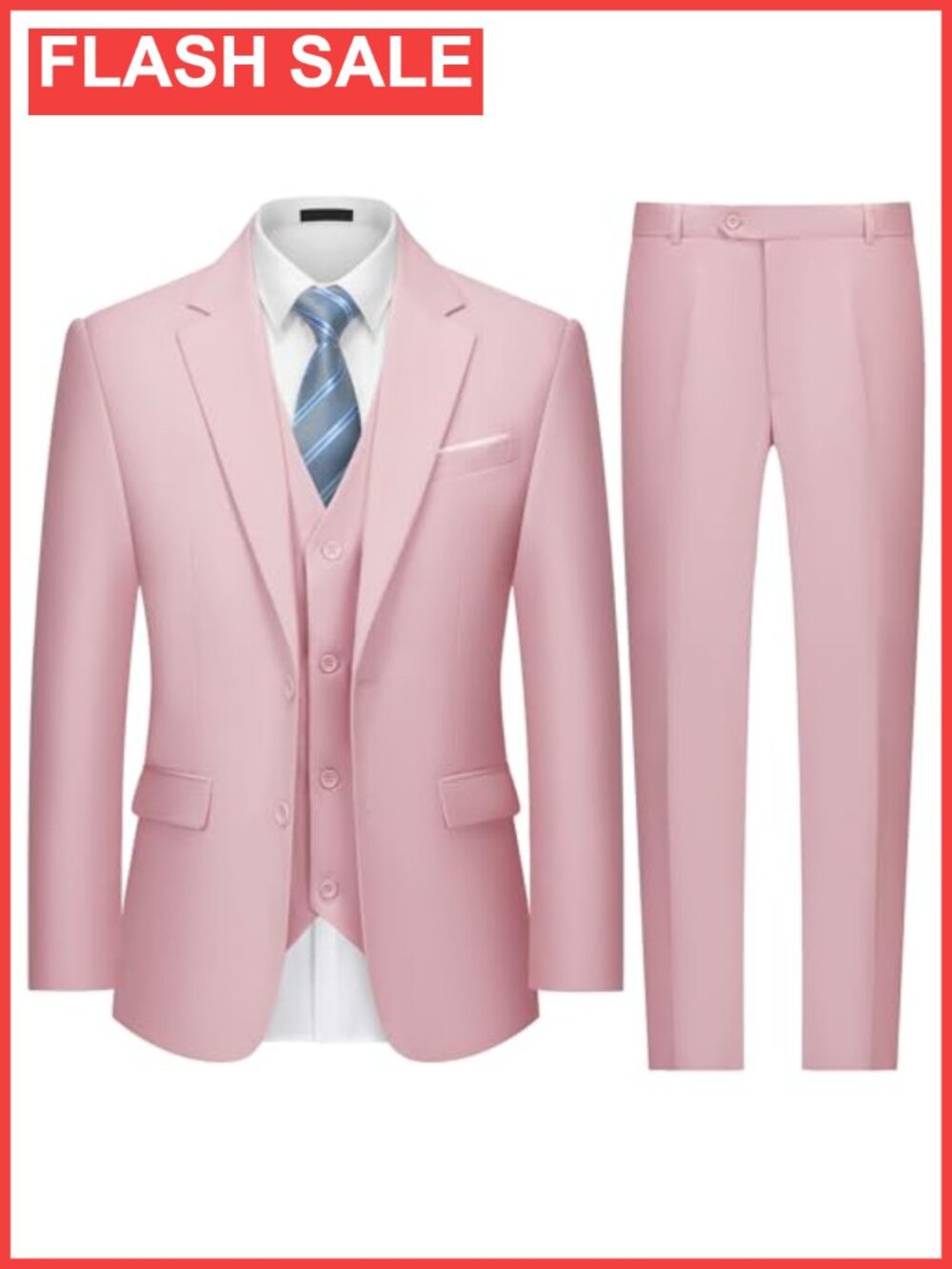 Men's 3-Piece Slim Fit Suit, Poly Viscose, Wedding Business Tuxedo